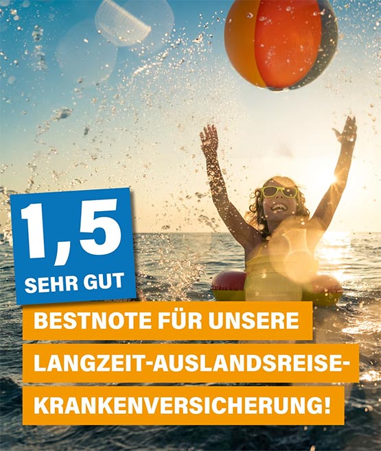 Auslandsreisekrankenversicherung für Langzeitaufenthalte Stiftung Warentest Bestnote »SEHR GUT«
