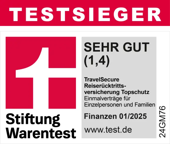 Stiftung Warentest 01/2025: TravelSecure Testsieger Reiserücktrittsversicherungen